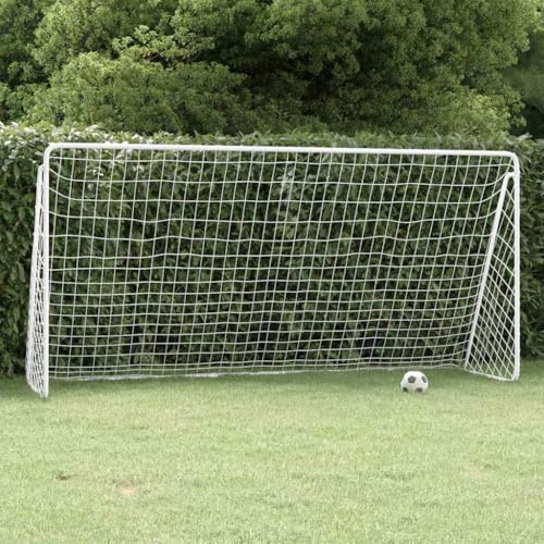Ziaphsol Fotbollsmål med nät vit 366 x 122 x 182 cm stål, fotbollsmål träningsnät, trädgårdsgrind, sportnät, målvägg, skjutvägg för trädgård, gräsmatta, plats och ungdomsträning