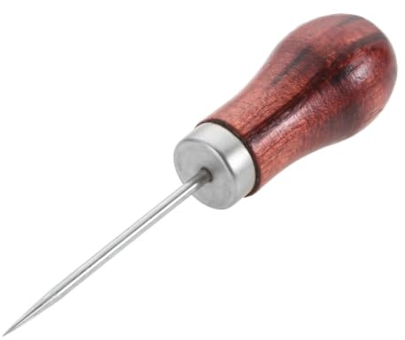 Herramienta de punzón para coser, aguja acero, mango secoya, Piercing cuero, ropa, manualidades papel, puntada, herramientas encuadernación zapatos DIY, 1 ud(Red)