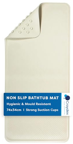 Croydex AG191422H Medium Rubagrip Bath Mat with Hygiene 'N' Clean, Beige,740 x 340mm