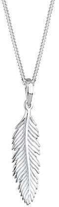 Elli Collier Femme Pendentif Plume Ludique en Argent Sterling 925