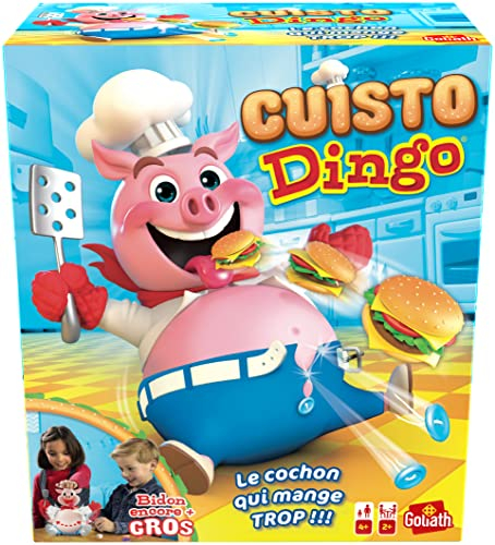 CUISTO DINGO - Jeux de Société pour Enfants - Amusez-vous à Nourrir le Cochon sans Faire Exploser son Ventre - Jeu Rigolo dès 4 Ans - Jouez en Famille ou entre Amis - 2 à 4 joueurs