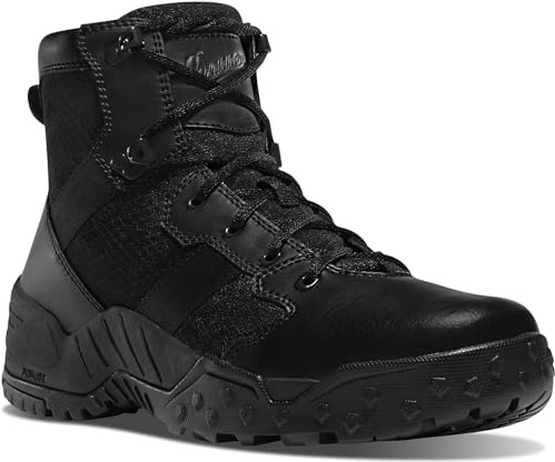 Danner Scorch 6” Side-Zip Tactical Boots for Men - Breathable, Lightweight Leather and Textile with Shock-Absorbing Midsole, and Traction Outsole, Black - 12 D