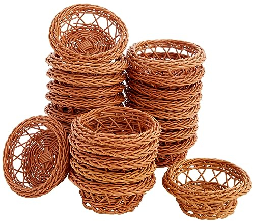 Mini Woven Baskets for Treats and Decor (Brown, 8 x 3 cm, 24 Pack)