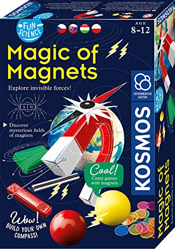KOSMOS 616601 Fun Science - Magie der Magnete mehrsprachige Version (HU, CZ, SK, PL, nicht DE) Erforsche unsichtbare Kräfte und baue dir einen Kompass, Experimentierset für Kinder