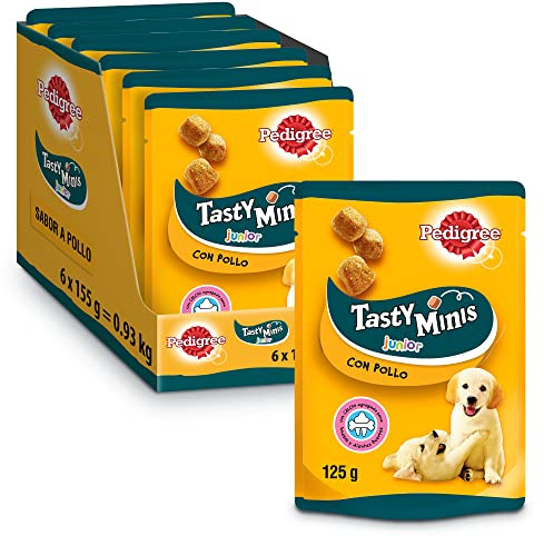 Pedigree Tasty Minis Hundar Valpar Kycklingsmak (förpackning med 6 x 125 g)