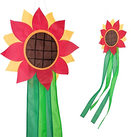 Madrona Brands Red Flower Windsock | Durable Outdoor Hanging Decoration | Yard, Garden, Patio, Home and More | 42-Inch