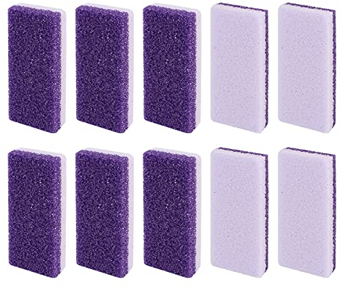 Doppelseitiger Bimsstein, Bubuyun 10 Stück für Füße Bimsstein Lava Pediküre Werkzeuge 2 in 1 Füße Kallus Entferner Rechteck Fußbimsstein Hornhautentferner und Schrubber Fußpflege Fußraspel (Lila)
