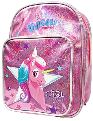PERLETTI Zaino Borsa Bambino Bambina 2/5 Anni - Zainetto Bimbo Bimba per Scuola Materna Asilo Viaggi - Cartella Scolastica Olografica Capiente con Dettagli Catarifrangenti (Zaino Unicorno con Tasca)