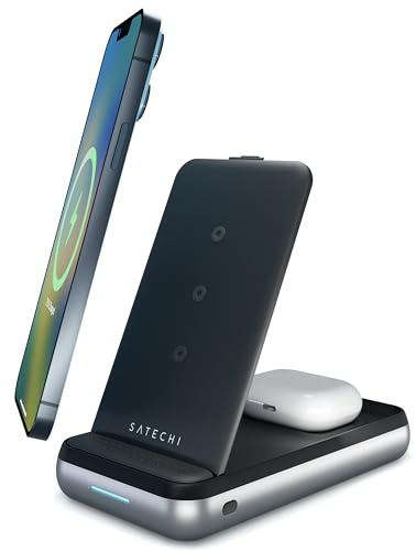 SATECHI Cargador Inalámbrico Dúo & Batería Externa 10000 mAh, 3 en 1, Compatible con Series iPhone 17 16 15 a 12, Airpods & Pro, Apple Watch Series Ultra/SE y Muchos más