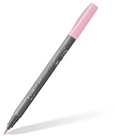 Staedtler Brush pen Pigment Arts, cartuccia pigmentata di alta qualità, impermeabile, ad asciugatura rapida, 10 penne rosa chiaro in astuccio di cartone, 371-21