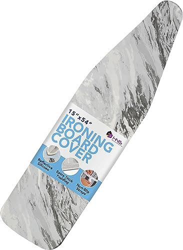 HOLDN’ STORAGE Ironing Board Cover - Silicone-Coated, Scorch-Resistant 15 x 54 Padding with Hook & Loop Straps, Cover Fits All Standard Sizes - Grey Marble
