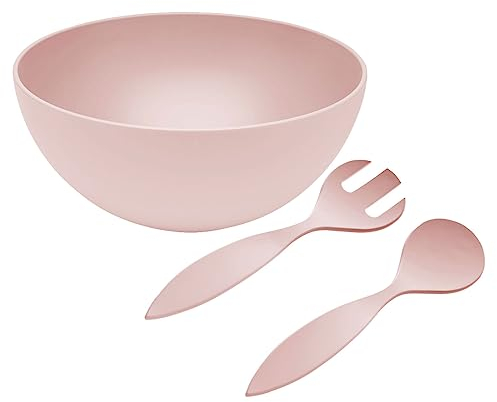 Magu Natur-Design Schüssel Rosa mit Salatbesteck Ø 30 cm aus einem Polymer aus natürlichen Materialien Schüsselset Salatschüssel