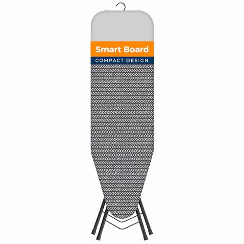 Happhom Ironing Board, Compact and Space Saver Iron Board, Safety Ironing with Park Zone and 4 Layers Extra Thick Cover, Patented Lock System for Foldable Leg, Easy Storage with Smart Hanger (13x43)
