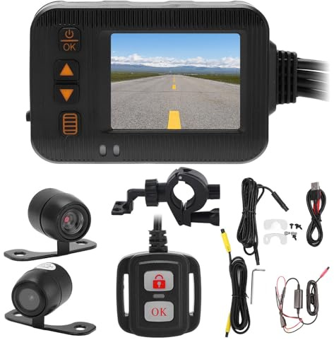 Moto DVR Dash Cam, 2 Pollici Moto 1080P + 720P HD Registratore di Guida DVR Impermeabile Dash Cam Registrazione in Loop