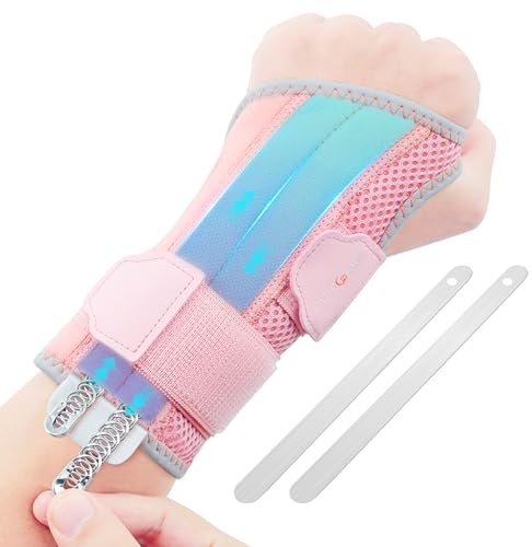 CURECARE Handgelenkstütze mit 2 Wechselschienen, Handgelenkbandage zur Schmerzlinderung, Verstellbare Karpaltunnelsyndrom Schiene, Handgelenk Bandagen für Tendinitis, Arthritis (L/XL, Links)