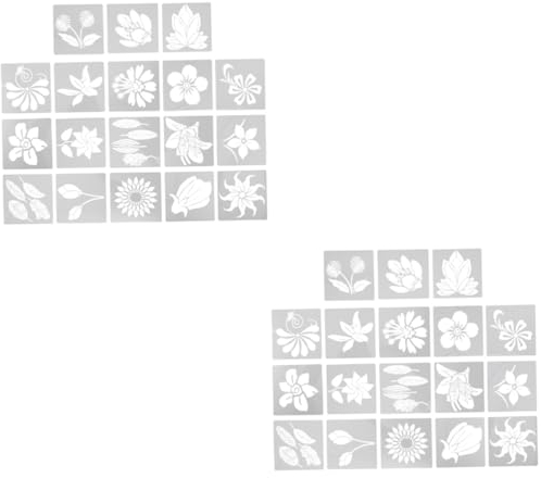 STOBOK 36stücke Teiliges Blumen-schablonen -kunsthandwerk Wiederverwendbare Malvorlagen Für Kreative Projekte Wänden Möbeln Und Bastelarbeiten Für Feste Und Anlässe