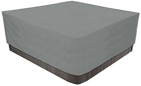 420D - Telo protettivo quadrato impermeabile, tessuto Oxford per spa all'aperto, coperta da bagno da giardino quadrata, impermeabile, antipolvere e UV, grigio | 220 x 220 x 90 cm
