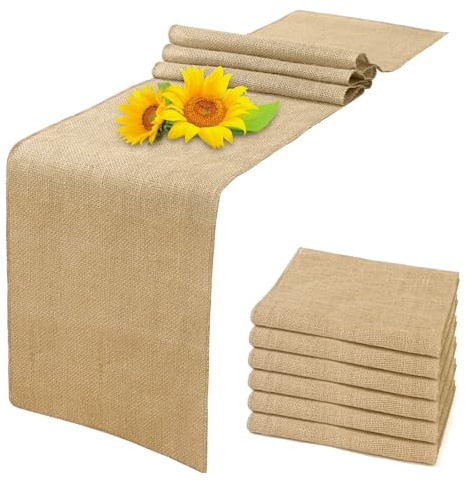 SOMYTING 6pcs Jute Tischläufer für Tischdeko Hochzeit, 30x275cm Breit Eco Tischband Jute aus Natur Jute Natur Beige Tischband Vintage jutestoff (30*275cm)