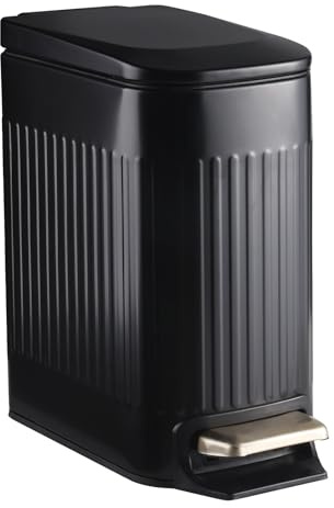 ELPHECO Pattumiera da bagno da 7 litri, pattumiera a pedale con secchio interno, pattumiera a pedale con coperchio a chiusura delicata, elegante pattumiera in acciaio inox per piccoli spazi