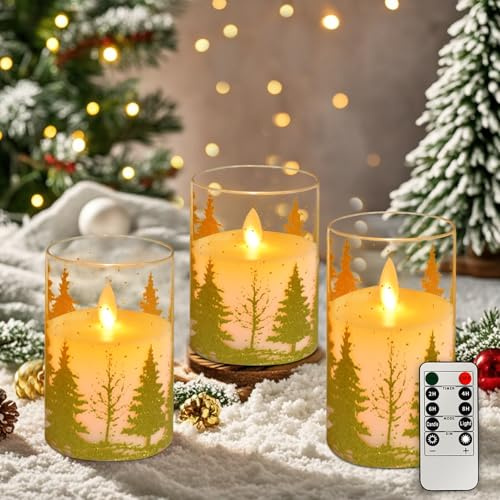 Weihnachtskerzen Led Kerzen mit Timerfunktion,Led Kerzen Flackernde Flamme Echtwachs,Led Kerzen für Adventskranz Flammenlose Kerzen,Led Kerzen mit Fernbedienung Elektrische Kerzen Flackernd (Gold)