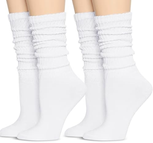 Shewant Crew Strumpor för kvinnor flera par bomull vadderad atletisk vadribbad tub 80-tal retro scrunch slouch-strumpor