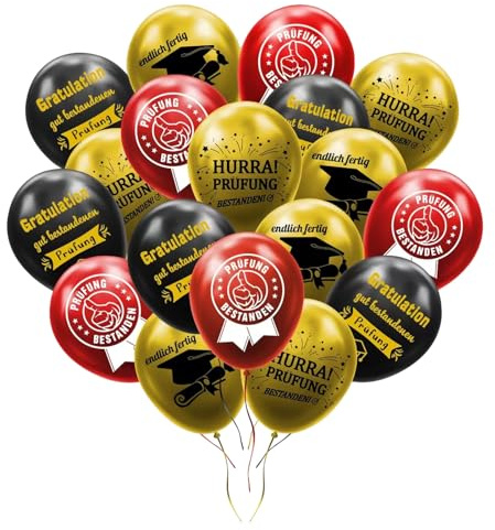 Prüfung Bestanden Deko Luftballons Set 20 Stück Abschlussfeier Gratulation Ballons für Abi Abitur Studium Abschluss Graduation Party Dekoration