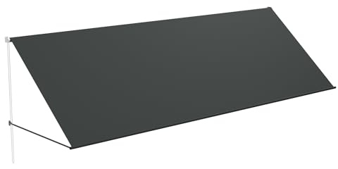 QEENTOE 400x145cm Fallarmmarkise Markise Fenstermarkise – Wetterfeste Balkonmarkise aus Stahl – UV-beständiger Sonnenschutz für Fenster, Balkon & Terrasse (Anthrazit)