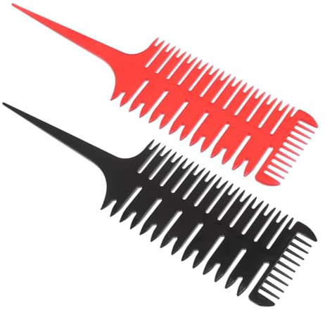 NIYANGLE 2 Piezas Peine de Peluquería Profesional de Doble Función Peine Separador Antiestático con Estructura de de Pescado y Puntiaguda para Coloración y Mechas de Compatible Tipo de