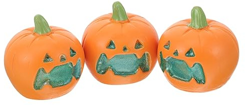 BESTonZON 3 Stück Teiliges Mini Kürbis Deko Halloween Resin Figuren für Aquarium Landschaft Leichte Kleine Kürbis Statue für DIY Miniatur Garten Halloween Party Tischdeko und