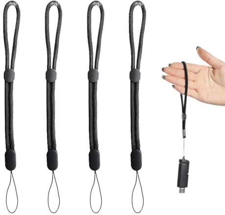YingMengZhiGe 4 Stück Kamera Handschlaufe Handy Schlaufe Robust Verstellbar Handgelenkschlaufe Für Outdoor Sportarten Reisen Kameras Mobiltelefone MP4 Player Schwarz