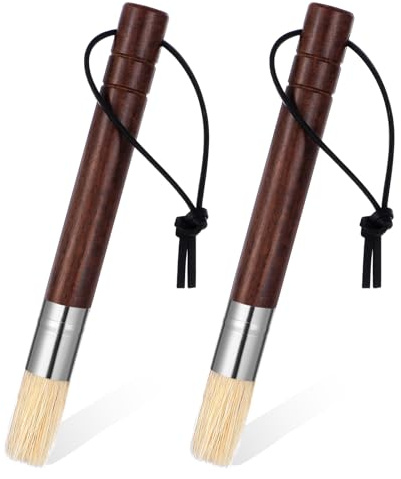 2 Pack Coffee Grinder Brush, Espresso Coffee Machine Cleaning Brush with Wooden Handle and Natural Bristles, Grinder Cleaner Brushes for Barista Home Kitchen Espresso Machine Cleaner Tool