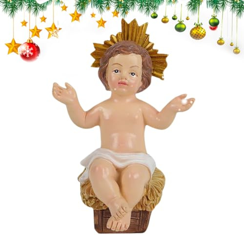 Ancsttu Statua Bambino Gesù Presepe Mini | Statuina da Collezione in Resina Presepe Gesù Bambino,Figure Cristiane Cattoliche Miniature Decor per Casa Chiesa Ufficio Natale