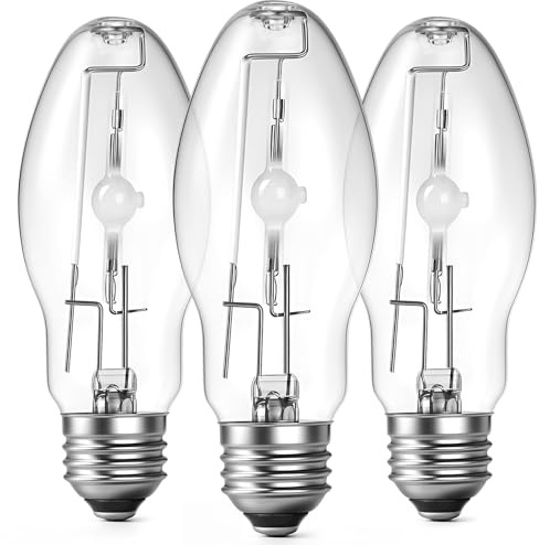 Huquary 3 Pack Lighting Metal Halide Ed17 Bulb, Medium Base (e26), 24000 Hour Span Life, 6000 Lumen, 4000k, Clear Metal Halide Bulb (70 W)