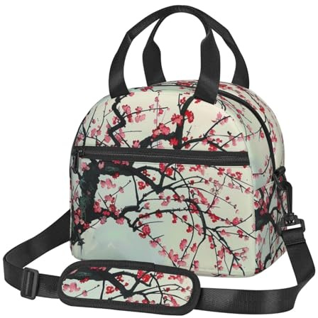 Sac à déjeuner isotherme avec imprimé cerisier japonais pour homme et femme, sac isotherme pour l'école, le pique-nique, le travail en plein air