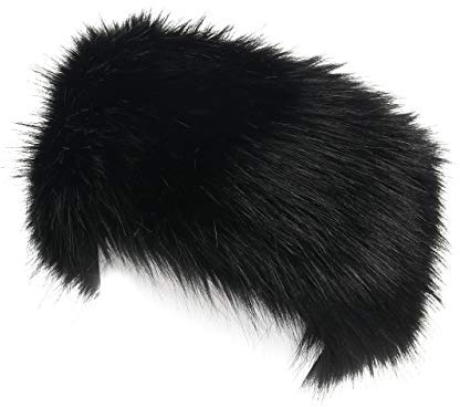 Diadema de Piel Sintética para Mujer de Invierno, Diadema Mujer Invierno, Diademas de Piel Sintetica, Calentador de Orejas para Actividades al Aire Libre, Equitación, Senderismo, Esquí (Negro)