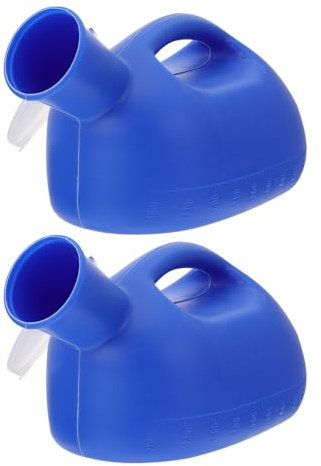 Ciieeo Orinal para Adultos Hombres con Tapa, Gran Capacidad 2000ml, Plástico Resistente y Anticaídas, Paquete de 2 Unidades para Uso en Cama y Hospital