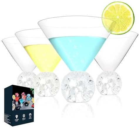 300ml Martini Glasses Set of 4, Ultra Thin Lead-Free Crystal Cocktail Glass | Thin Margarita Glassware, Hand Blown Crystal Cup for Parties, Birthdays, Gift, Bar, Dessert