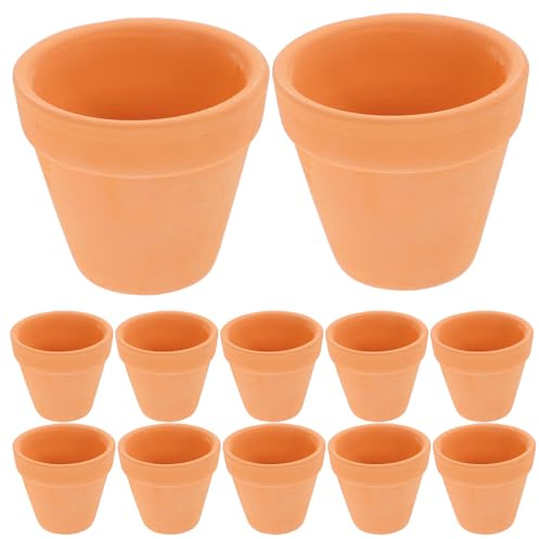 Ciieeo Macetas de Barro de Terracota Redondas para Plantas de Interior y Jardín, Pack de 12 Piezas Ideales para Suculentas y Cactus con Drenaje Eficaz