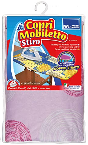 PARODI & PARODI- Copriasse da Stiro, Fodera per ASSE da Stiro in Cotone con Bordo Elasticizzato, Elastico Universale per Tutte Le Assi da Stiro, per Mobiletti da Stiro, Colori Assortiti, 110x60 cm