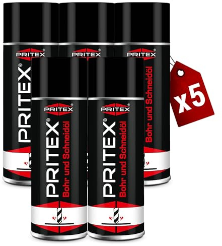 PRITEX Bohr- & Schneidöl Spray 5x 400ml, Schmieröl Kühlmittel