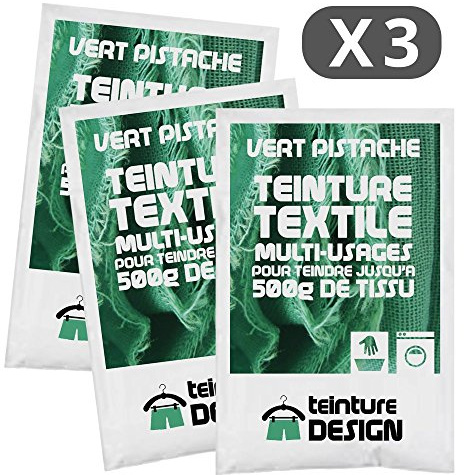 Lote de 3 sobres de Tinte Textil - ROSA VERDE - tintes universales para ropa y tejidos naturales