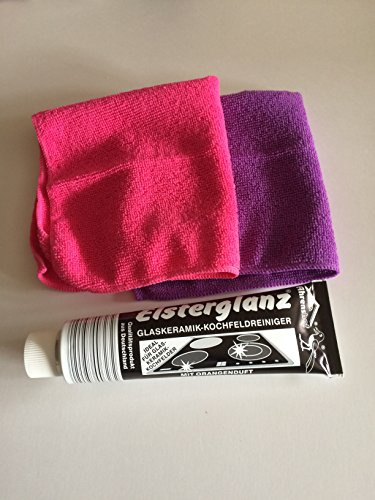 Elsterglanz Glaskeramik Reiniger Kochfeld Polierpaste 150 ml und 2 Microfasertücher