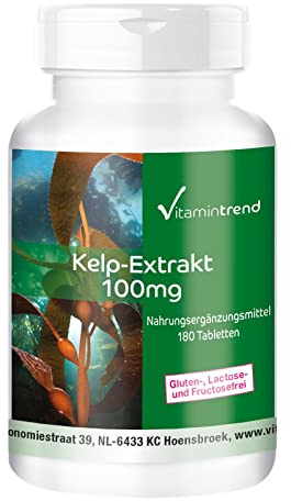Vitamintrend Kelp Extrakt 100mg, 180 Tabletten, natürliches Jod, Nahrungsergänzungsmittel vegan ohne Magnesiumstearat, in Deutschland hergestellt