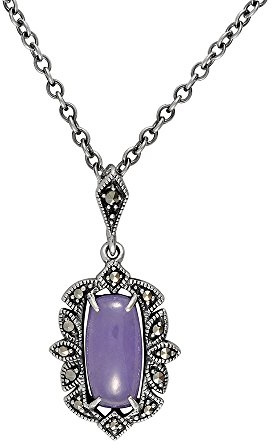 Esse Marcasite Collier en argent sterling et marcassite Art Nouveau Jade Lavande de 42–47 cm
