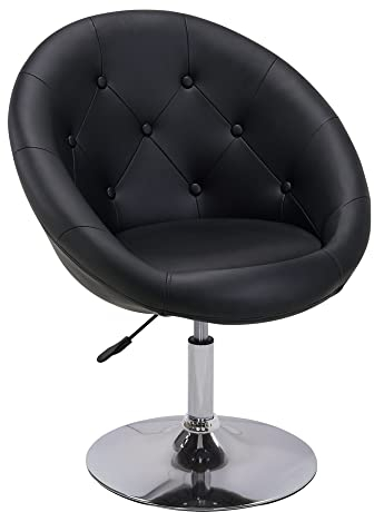 Duhome Barstuhl Loungesessel Höhenverstellbar Kunstleder, Drehstuhl Cocktailsessel mit Armlehne für Wohnzimmer Esszimmer Schlafzimmer, Schwarz