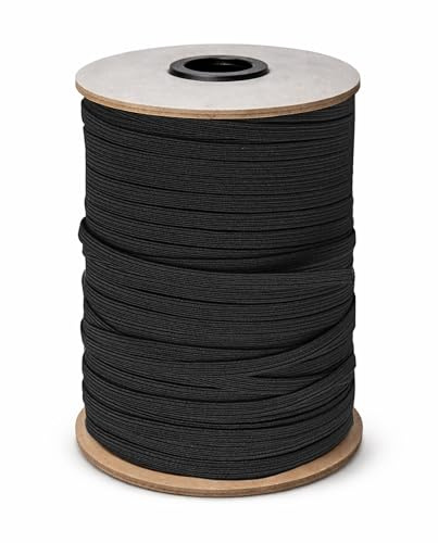 Trimming Shop 5mm Large Élastique Ruban pour la Couture et Loisirs Créatifs - Bobine de Élastique Plat Bande pour Tissu - Élastique Cordon pour Jupes et Pantalons Ceintures, Noir, 100 Metres