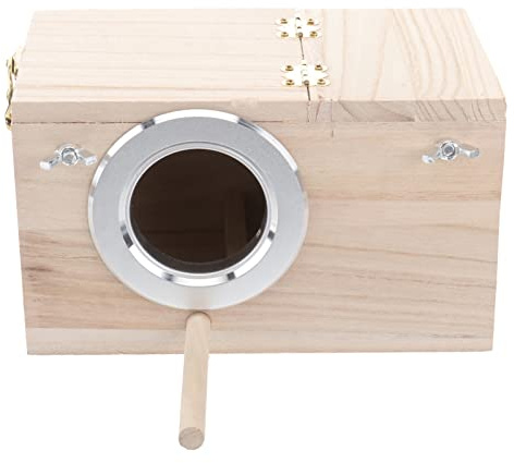 UKCOCO Caja de Madera para Pájaros Apertura Izquierda, Paneles Gruesos y Reutilizable para Observación de Aves en Jardín o Patio