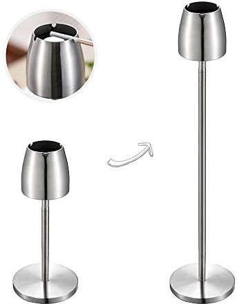 Cendrier Extérieur et Intérieur Coupe-Vent en Acier Inoxydable - Réglable en Hauteur pour La Maison, l'Extérieur et Bureau