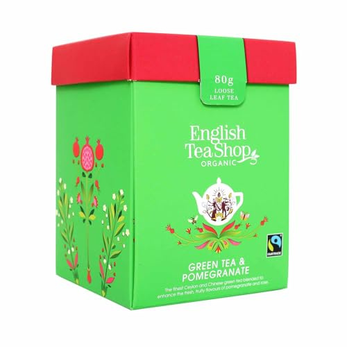 ETS - Grüner Tee Granatapfel, BIO Fairtrade, loser Tee, 80g Box | sanft fruchtig - in origineller Geschenk Box - ausgesuchter Grüner Tee mit fruchtigem Granatapfel
