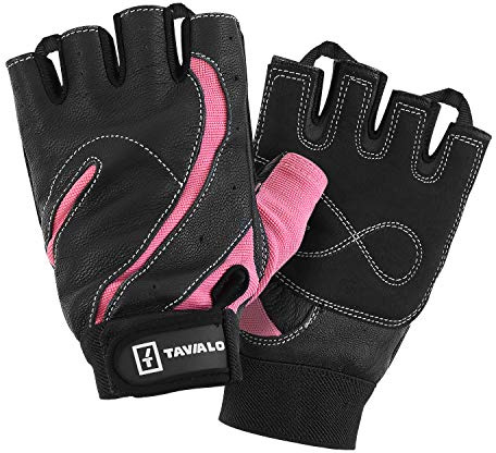 TAVIALO Fitnesshandschuhe, Trainingshandschuhe für Damen, Größen S (13-16 cm) und M (16-19 cm), unterschiedliche Farben, doppelt verstärkte Handinnenfläche m. Leder, ideal für Kraftsport und Fitness